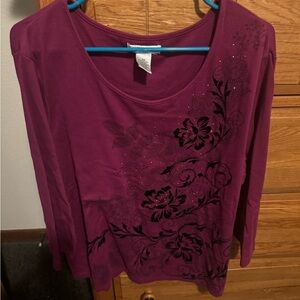 Floral Long Sleeve Top - Purple
